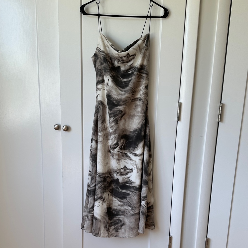 SHEIN Black and Cream Swirl Maxi Dress
